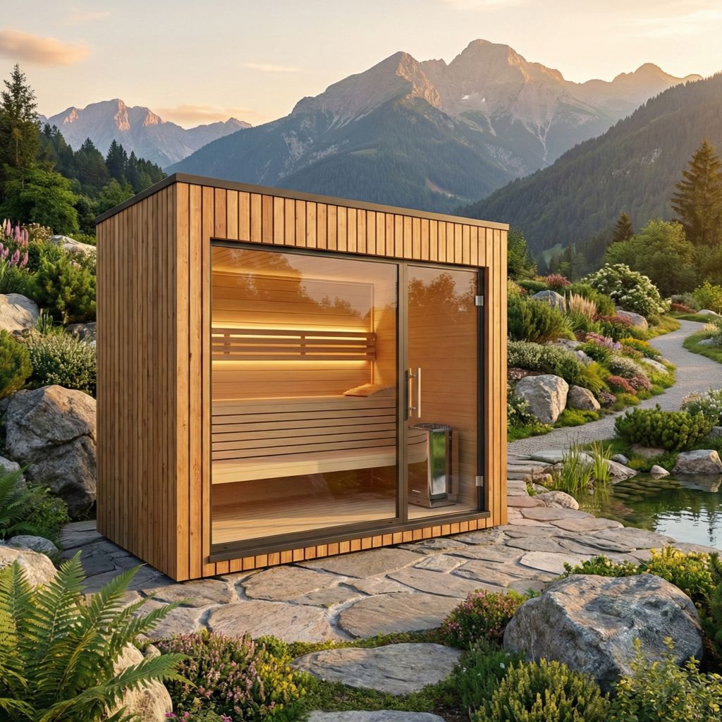 Sauna ogrodowa panoramiczna Valo 2.5x2m – producent saun Małopolska